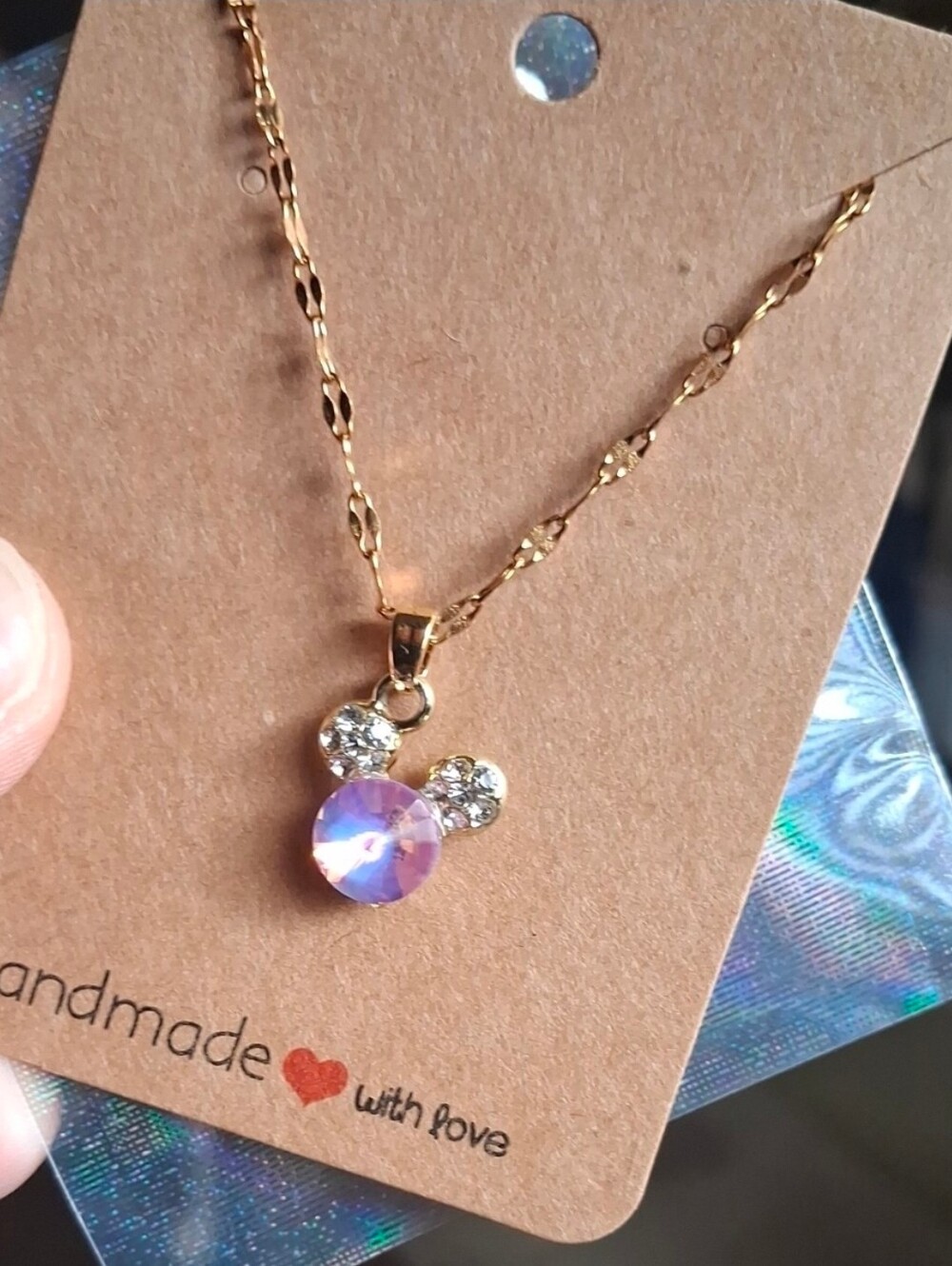 $8 Each Or Bundle 5/$20 Handmade Gold & Purple Crystal Mickey Necklace